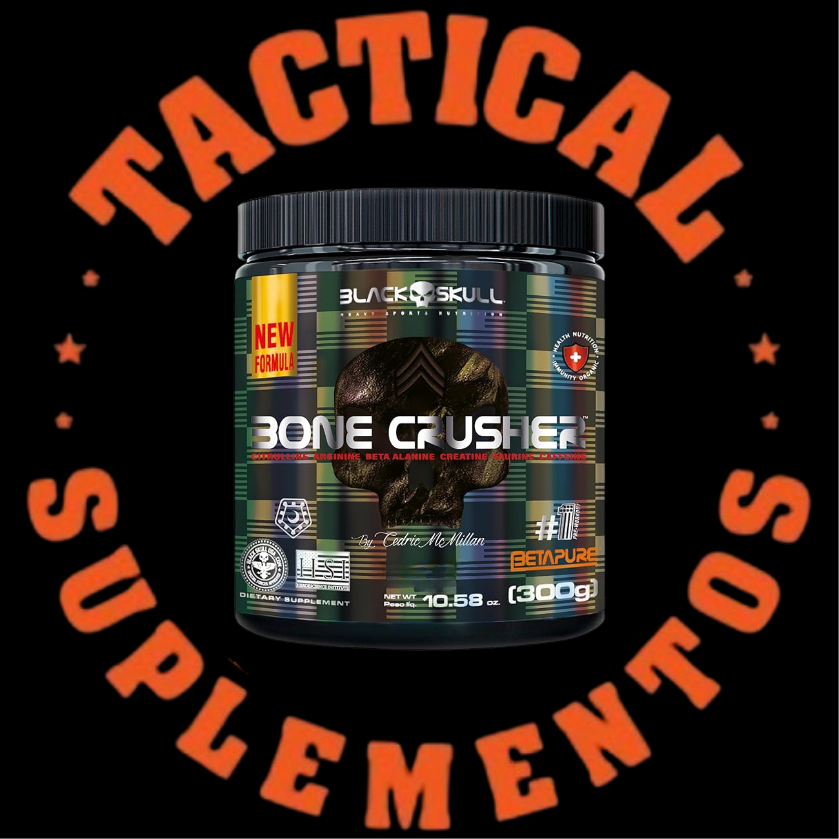 PRE TREINO BONE CRUSHER BLACK SKULL 300G