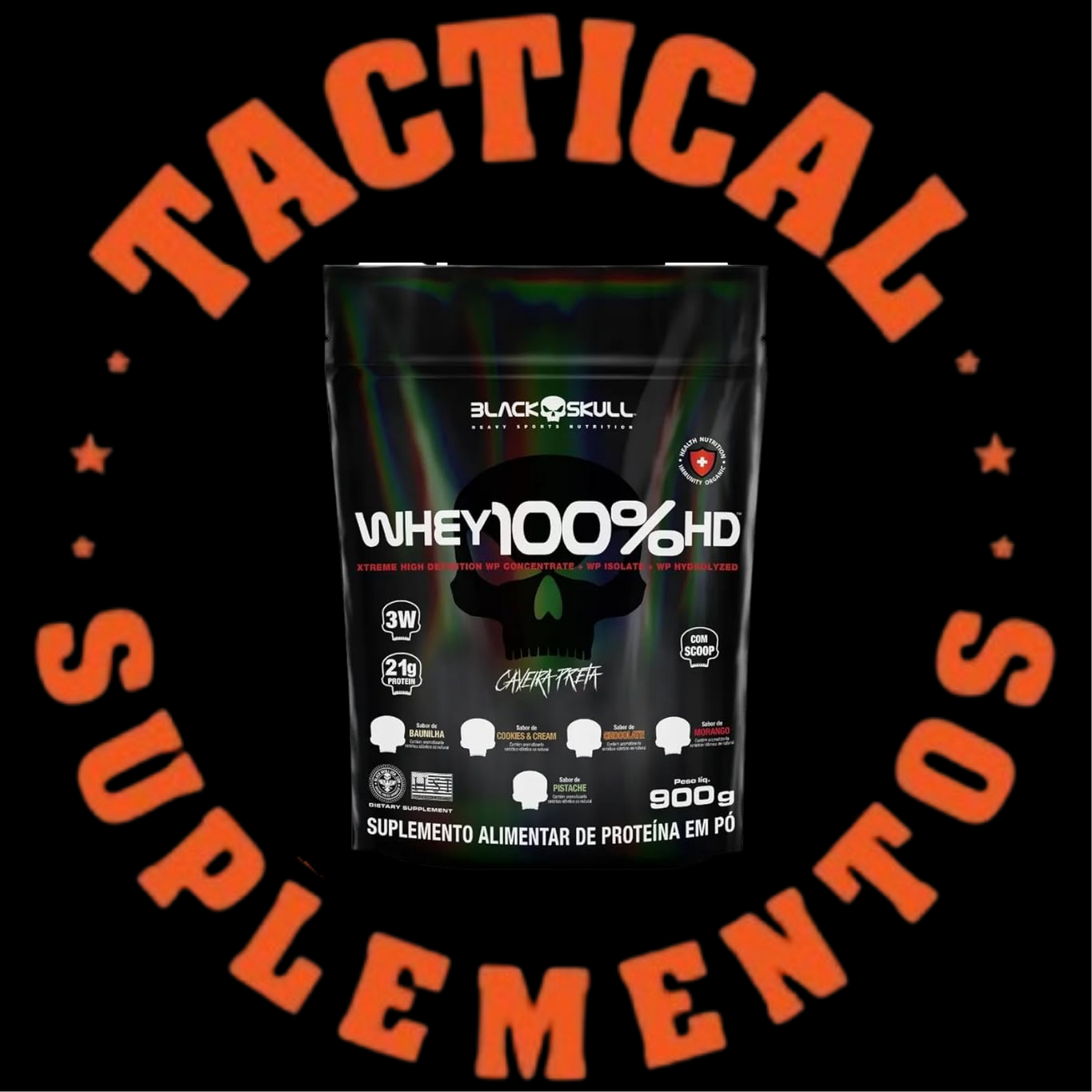 WHEY PROTEIN BLACK SKULL 900G CONCENTRADO